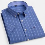 Women's short sleeve oxford shirt in a light and breathable fabric, perfect for casual summer outings, featuring a classic collar and a relaxed fit for comfortable wear 6