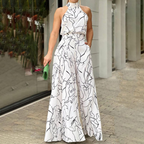 Women's sleeveless jumpsuit featuring an adjustable belt, perfect for casual outings, parties, or formal events. 1