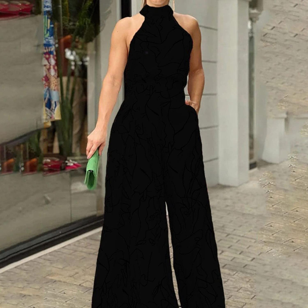 Women's sleeveless jumpsuit featuring an adjustable belt, perfect for casual outings, parties, or formal events. 7