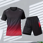 Women's slim fit activewear set designed for sports, featuring a stylish top and breathable leggings, perfect for workouts and outdoor activities. 1