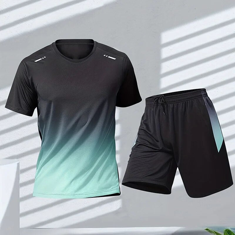 Women's slim fit activewear set designed for sports, featuring a stylish top and breathable leggings, perfect for workouts and outdoor activities. 2