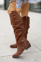 Stylish women's slouch knee high boots perfect for casual and smart evening wear, featuring a comfortable design and elegant silhouette. 2