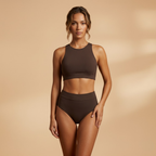 Women's sport bikini set featuring a stylish bustier top, designed for swimming training, offering comfort and support with a sleek, athletic fit. 7