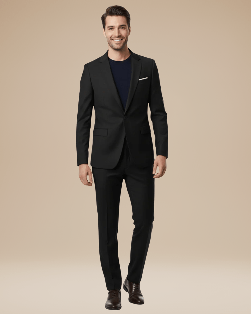 Women's tailored two-piece suit featuring a sleek blazer and fitted trousers, perfect for office wear and versatile occasions, available in classic colors and designed for a flattering 5