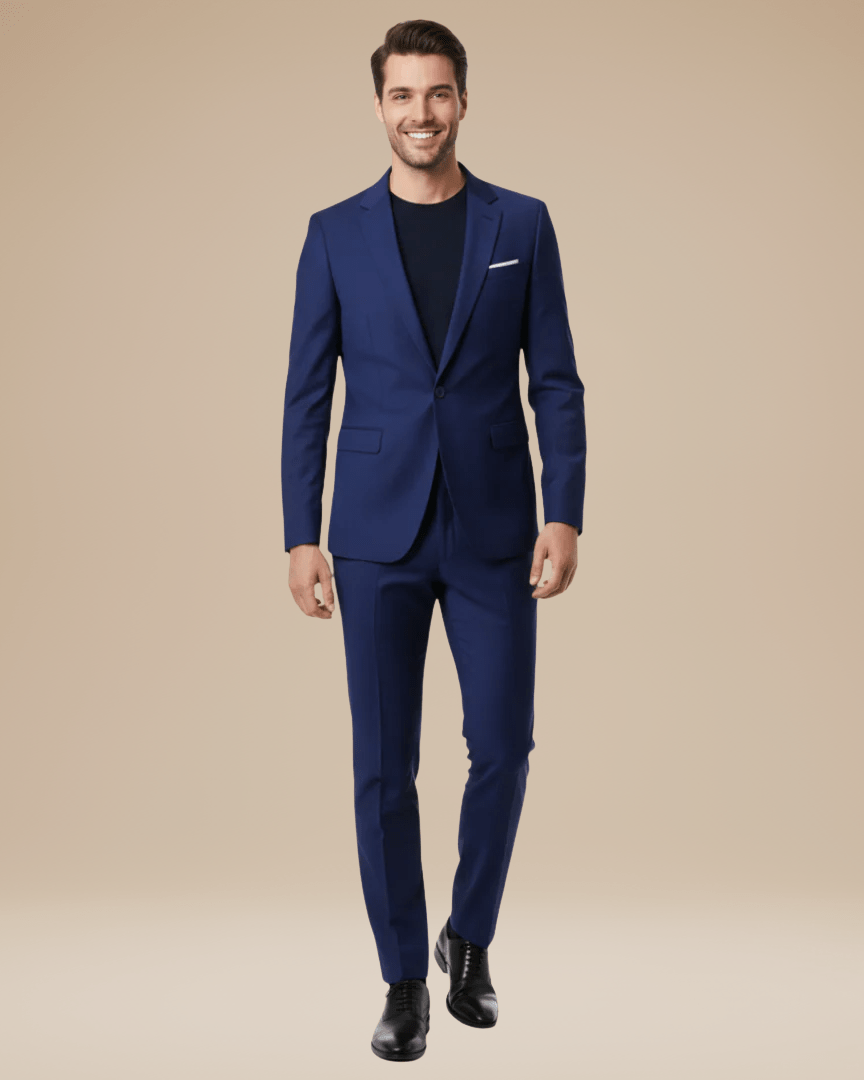 Women's tailored two-piece suit featuring a sleek blazer and fitted trousers, perfect for office wear and versatile occasions, available in classic colors and designed for a flattering 7