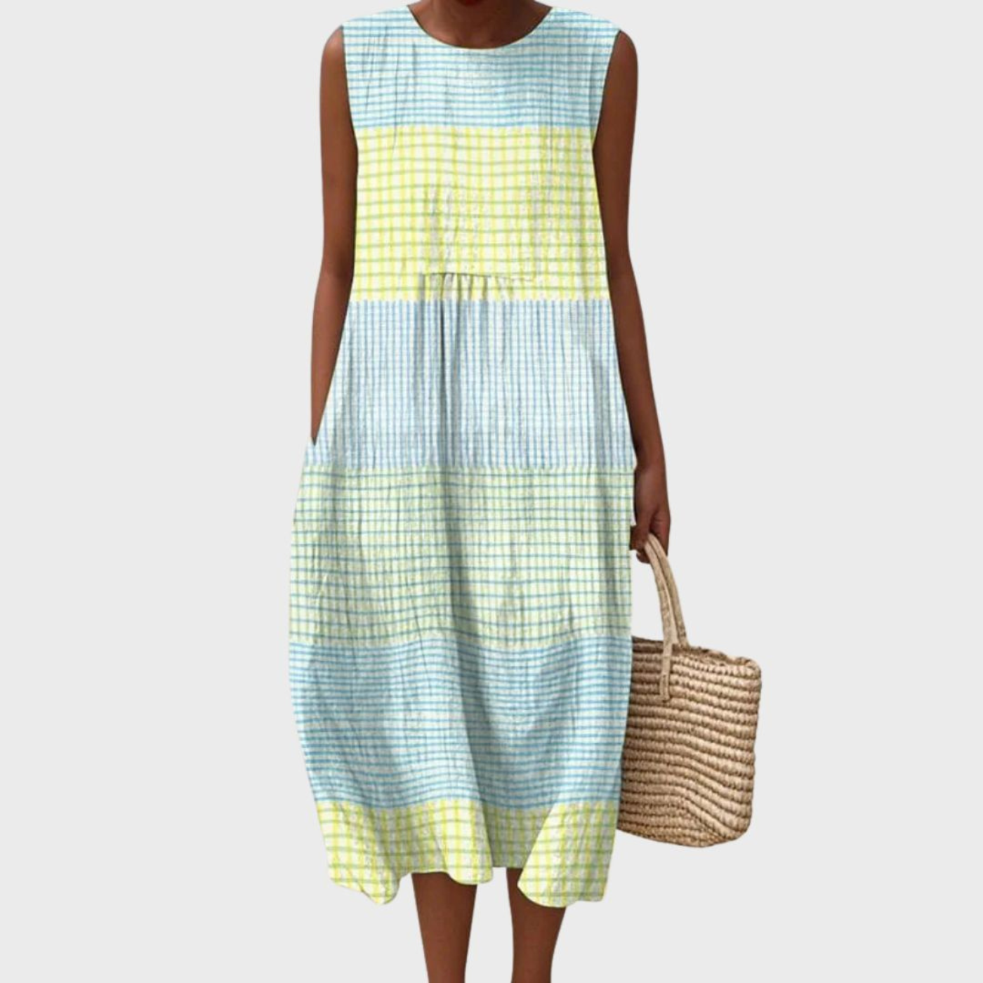 Women's tiered midi dress in lightweight fabric, perfect for summer casual outings, featuring adjustable straps and a flattering silhouette. 0