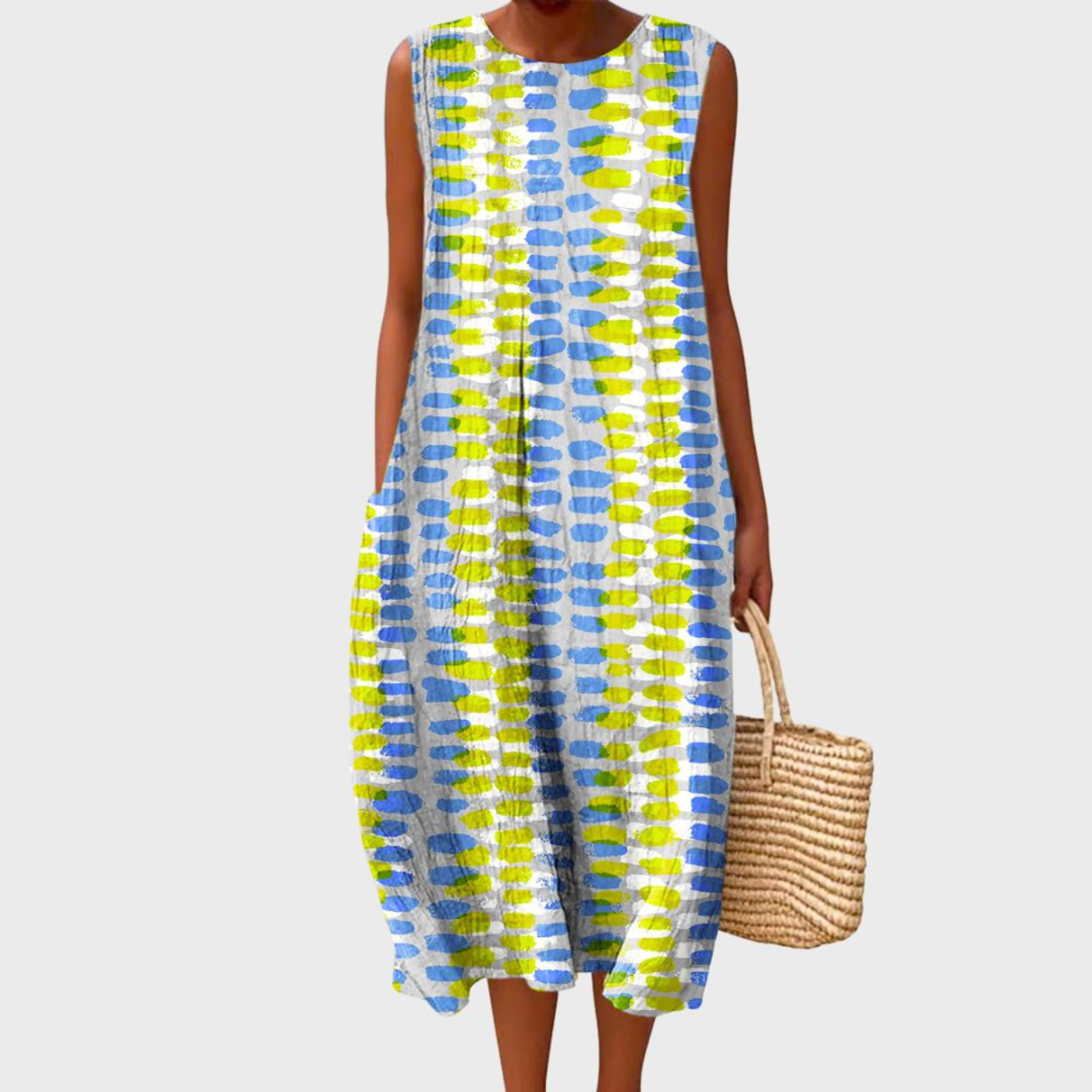 Women's tiered midi dress in lightweight fabric, perfect for summer casual outings, featuring adjustable straps and a flattering silhouette. 4