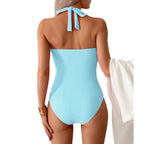 Women's V-Neck One Piece Swimsuit featuring a stylish design, perfect for beach and pool days, showcasing vibrant colors and a flattering fit. 7