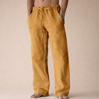 Women’s wide leg linen trousers designed for casual summer wear, featuring a breathable fabric, relaxed fit, and stylish look, perfect for warm weather outings. 6