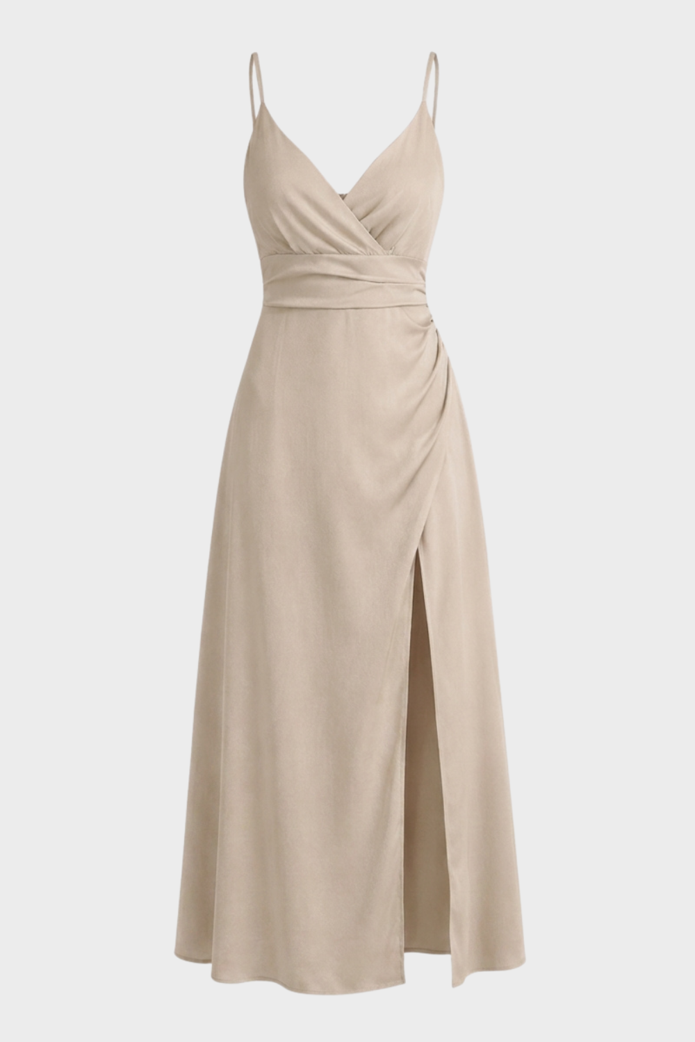 Women's wrap maxi dress featuring spaghetti straps, perfect for summer formal occasions, showcasing a stylish and elegant design with a flowing silhouette. 5