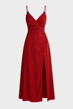 Women's wrap maxi dress featuring spaghetti straps, perfect for summer formal occasions, showcasing a stylish and elegant design with a flowing silhouette. 6