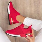 Knit slip-on walking sneakers in red