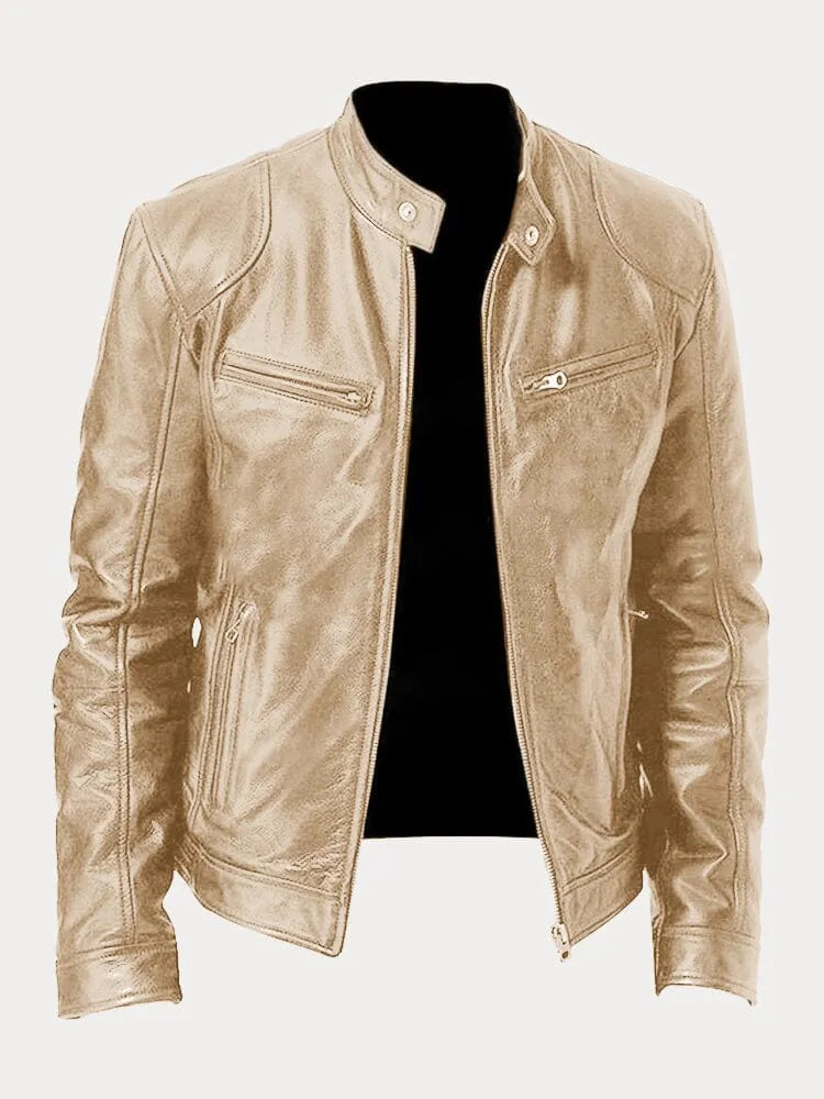 Men's classic leather jacket in gold