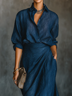 Women's Shirt and Maxi Skirt Set Two Piece