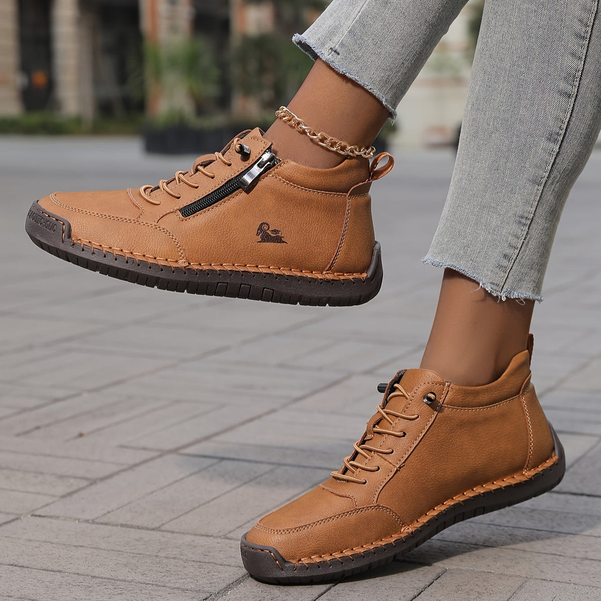 Women's arch support lace up ankle sneakers with wide toe box