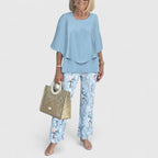 Women's Elegant Two-Piece Set Top and Trousers