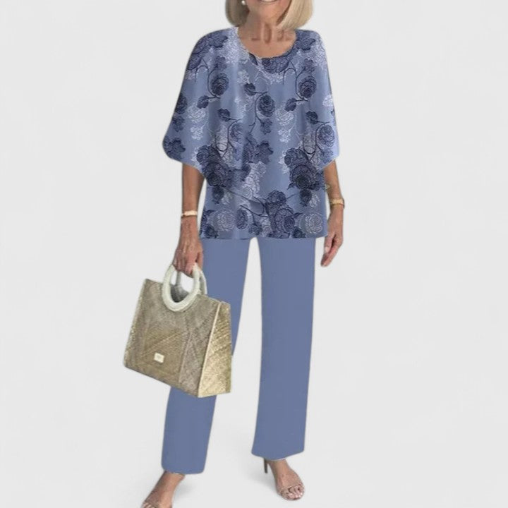 Women's Elegant Two-Piece Set Top and Trousers