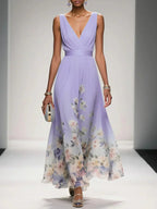 Floral Print Midi Dress Women Summer Wedding