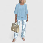 Women's Elegant Two-Piece Set Top and Trousers