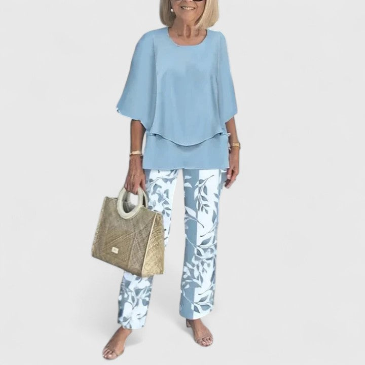 Women's Elegant Two-Piece Set Top and Trousers