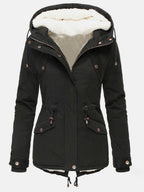 Hooded lined winter jacket in black