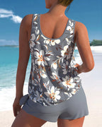 Aqua Floral Two-Piece Tankini