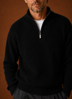 Men's ribbed knit quarter zip sweater