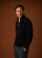 Men's ribbed knit quarter zip sweater