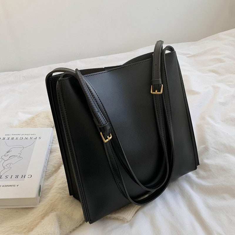 Vegan leather shoulder tote bag