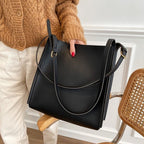 Vegan leather shoulder tote bag