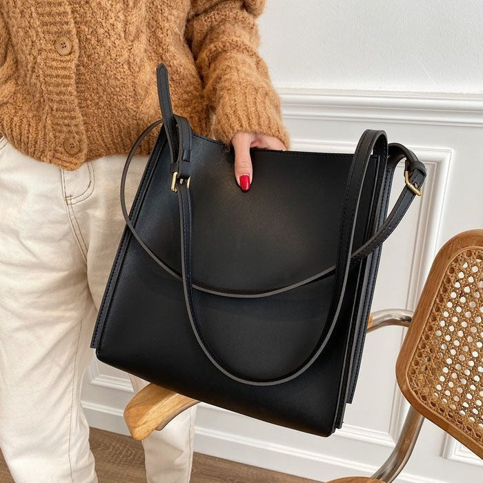 Vegan leather shoulder tote bag
