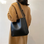 Vegan leather shoulder tote bag
