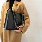 Vegan leather shoulder tote bag