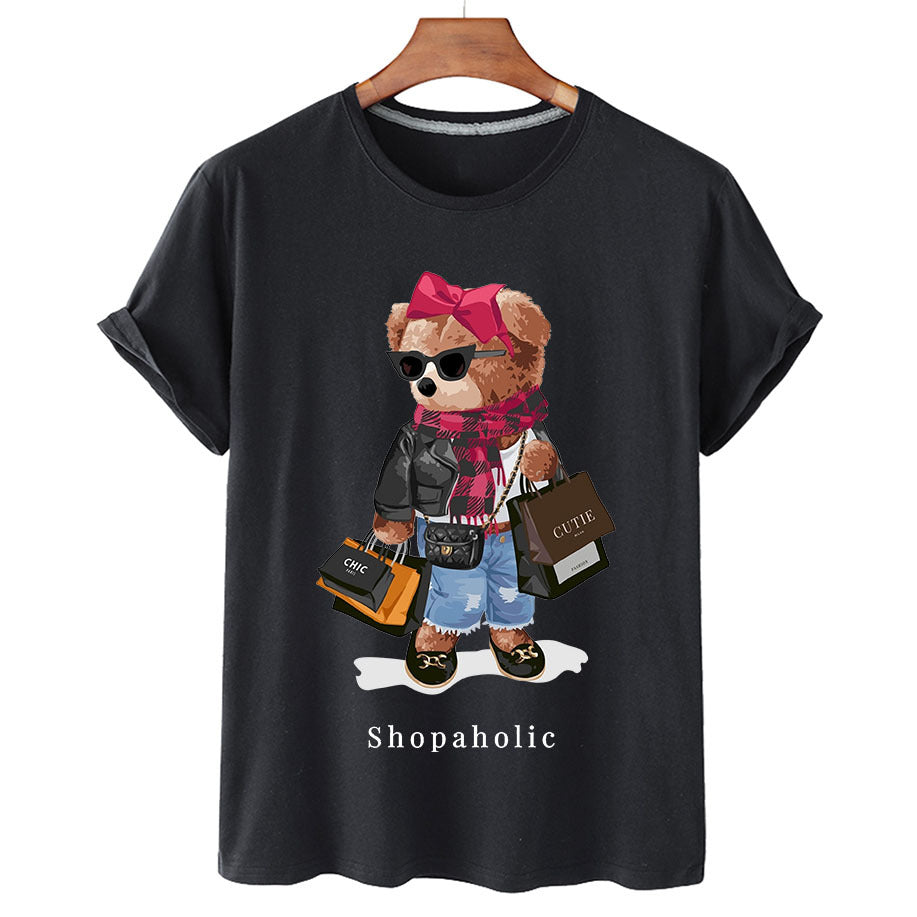 Shopaholic Bear Short Sleeve Graphic Tee Organic Cotton