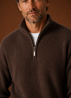Men's ribbed knit quarter zip sweater