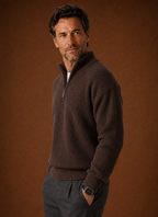 Men's ribbed knit quarter zip sweater