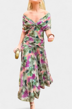 Women's Wedding Guest Off-Shoulder Floral Maxi Dress