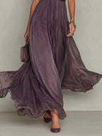 Women's elegant flowing pleated high neck maxi dress