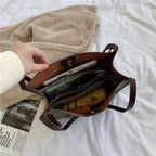 Vegan leather shoulder tote bag