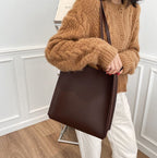 Vegan leather shoulder tote bag