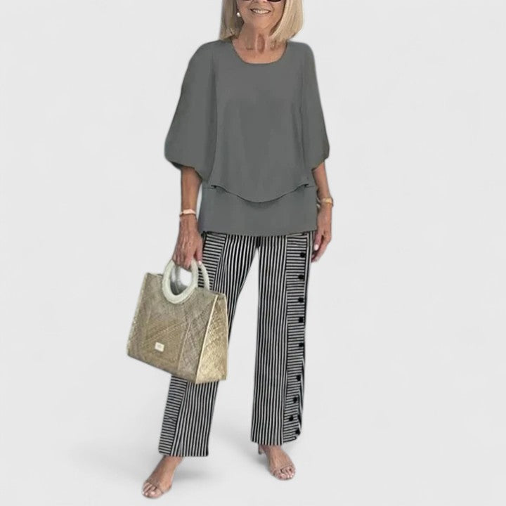Women's Elegant Two-Piece Set Top and Trousers