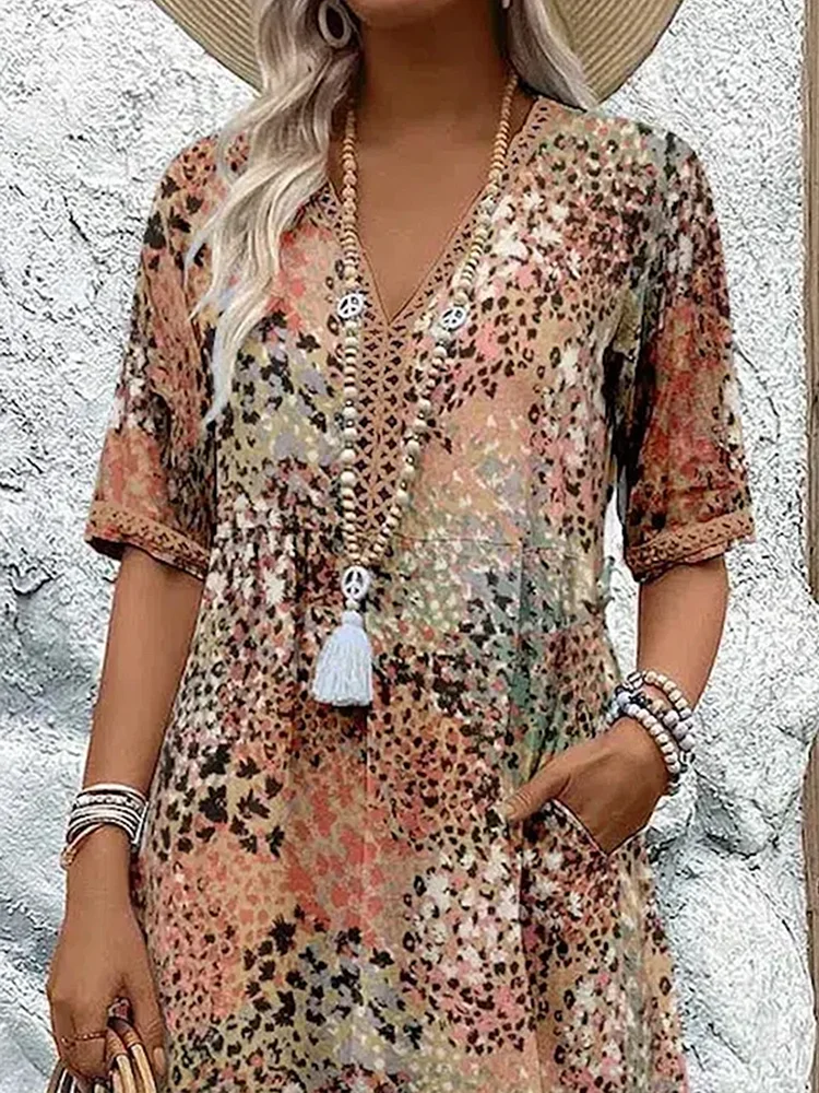 Floral Loose-Fit Knee Dress