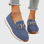 Orthopedic Slip-On Loafer Gold Horsebit Detail