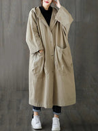 Women's long hooded trench coat