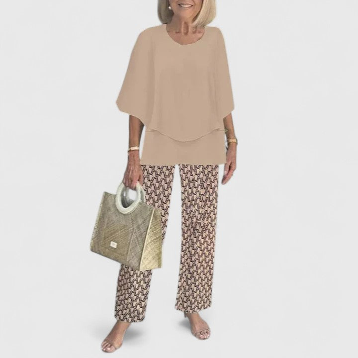 Women's Elegant Two-Piece Set Top and Trousers