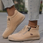 Women's arch support lace up ankle sneakers with wide toe box