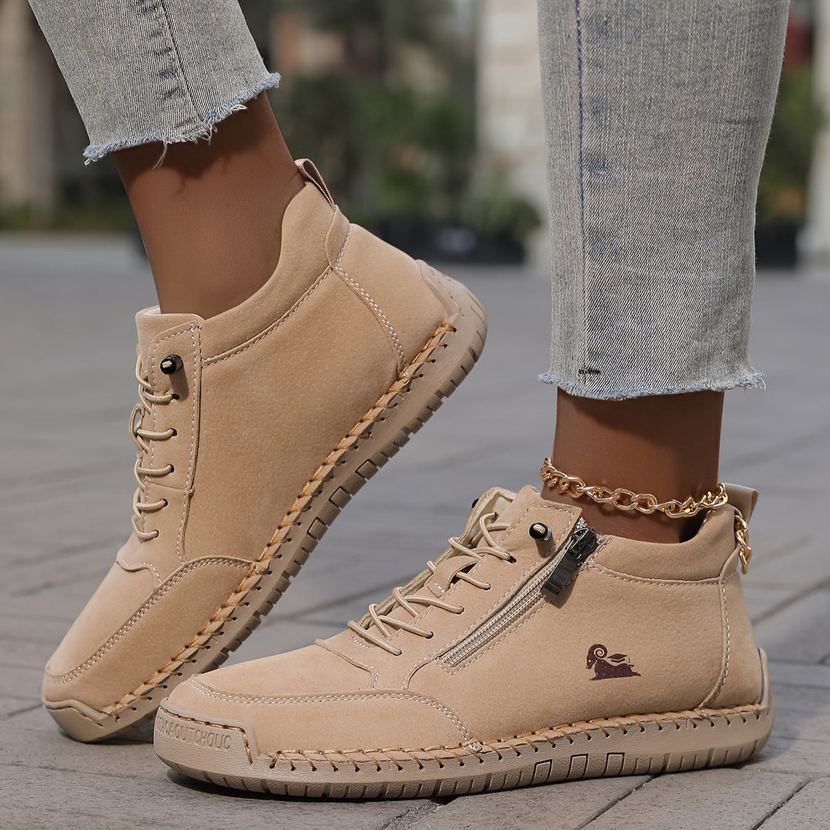 Women's arch support lace up ankle sneakers with wide toe box