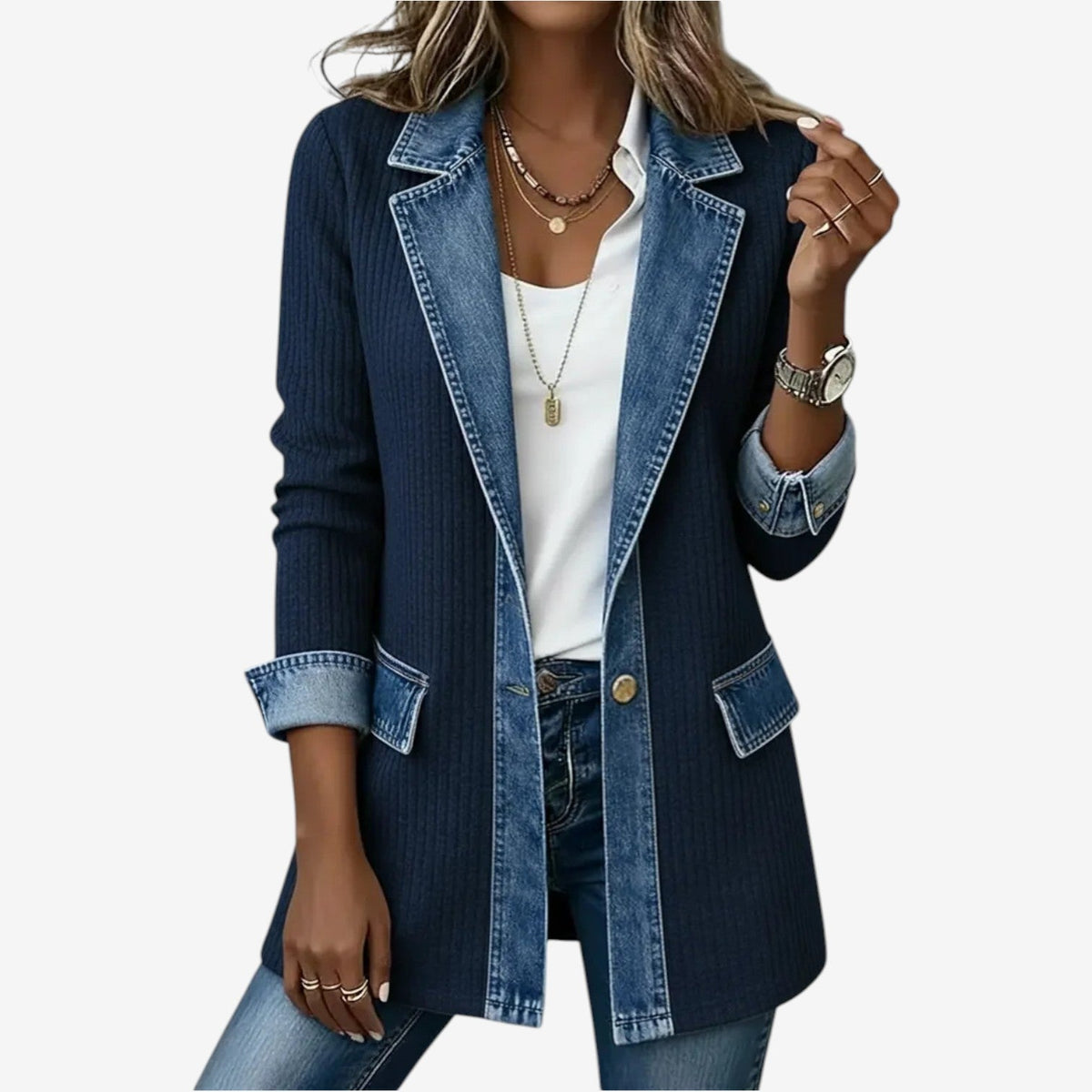 Women's Layered Collar Knit Button Jacket