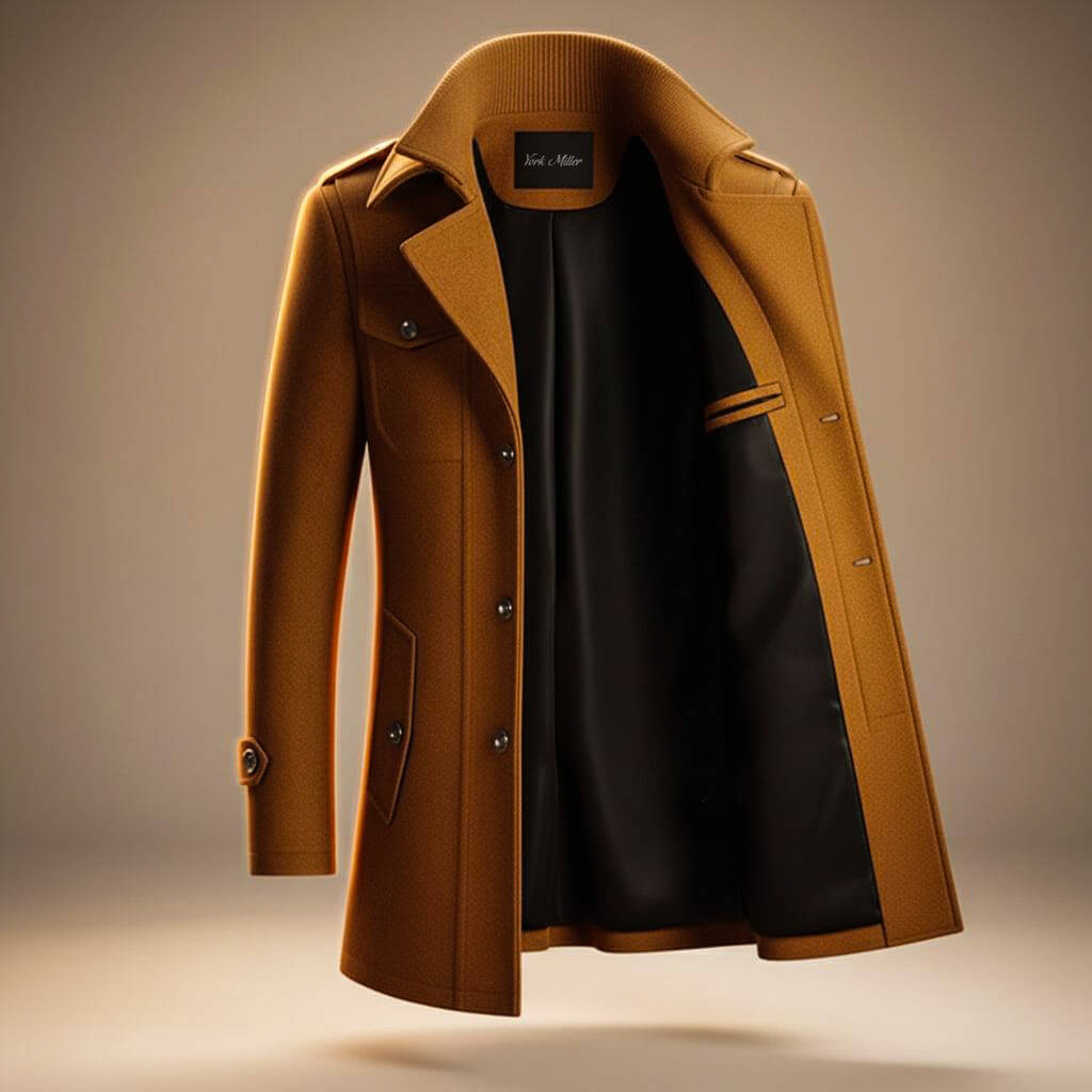 Men's classic virgin wool blend winter coat