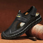 Men's orthopedic mesh sandals with arch support in black